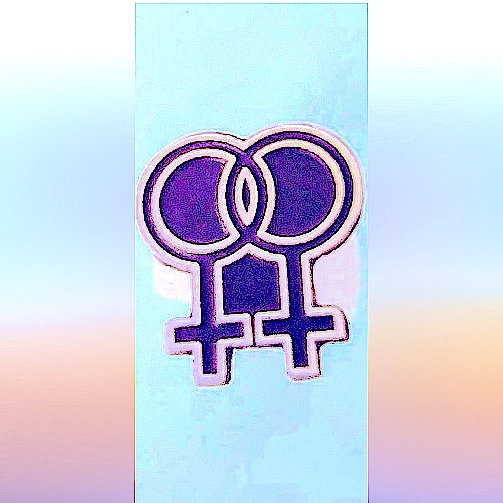 LGBT+ Lesbian Pride Silver & Black Double Female Symbol Pin